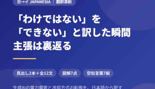 日本語ニュースをインドネシア語に訳す｜生成AIの電力需要と冷却方式の転換を、見出し2本＋全12文で添削する