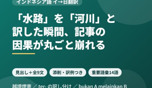 インドネシア語の論説を日本語に訳す｜泥炭地火災と越境煙害を見出し＋全9文で添削する