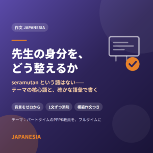 先生の身分を、どう整えるか——seramutan という語はない。パートタイムのPPPK教員をテーマにしたインドネシア語作文の添削