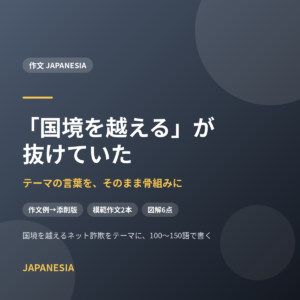 「国境を越える」が抜けていた　国境を越えるネット詐欺をテーマにインドネシア語の作文を書く